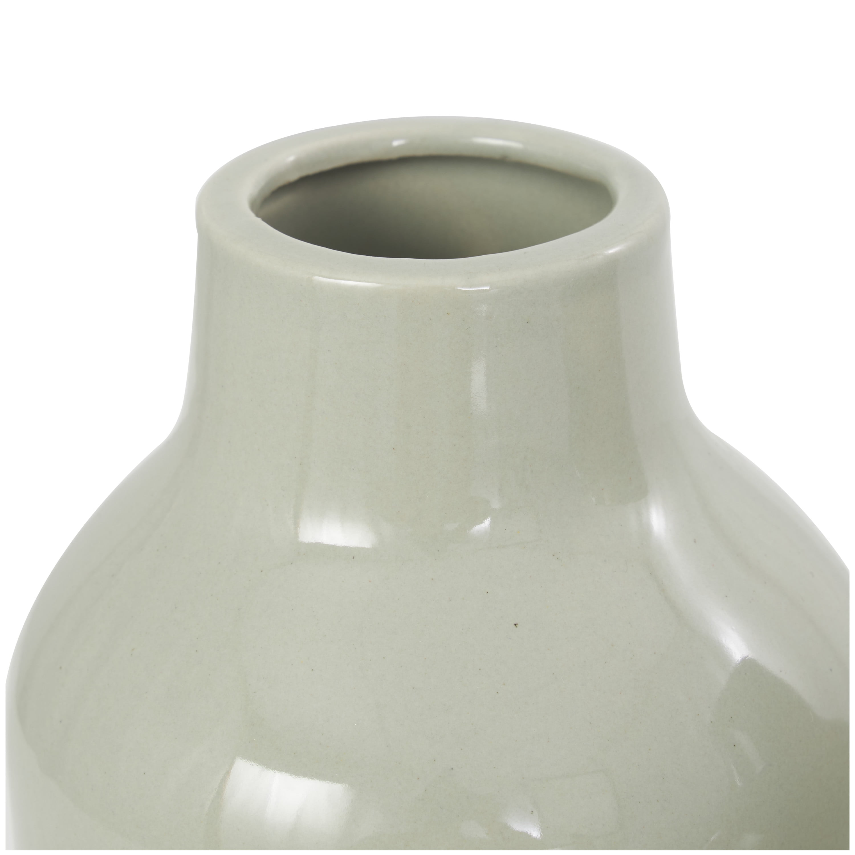 DecMode 5"W, 8"H Minimalistic Rounded Green Ceramic Vase with Varying Shapes, Set of 3