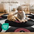 thumbnail image 4 of ODIKA 4'x6' Washable Area Rug Record Retro Album Disc Round Cd Themed Shaped Music Note Vinyl Playful for Home Office, Under Desk, Non-Slip Chair-Friendly, Flatwoven, 4 of 7
