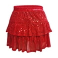 thumbnail image 5 of vigerkar Women Sequin Skirt Sparkly Cute High Waist Ruffle Flowy Shiny Glitter Mini Short Skirts Night Out Club Party (Red, L), 5 of 5