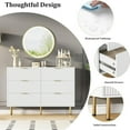 thumbnail image 4 of Twister.CK Commode à 6 Tiroirs, Coffre de Rangement Double Moderne en Bois, pour Salon Chambre, Blanc, 4 of 6