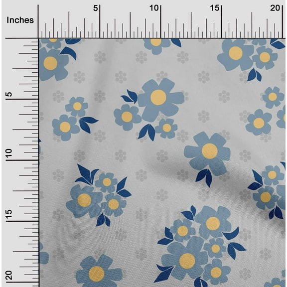 oneOone Cotton Poplin Light Gray Fabric Floral & Geometric Sewing Material Print Fabric By The Yard 56 Inch Wide