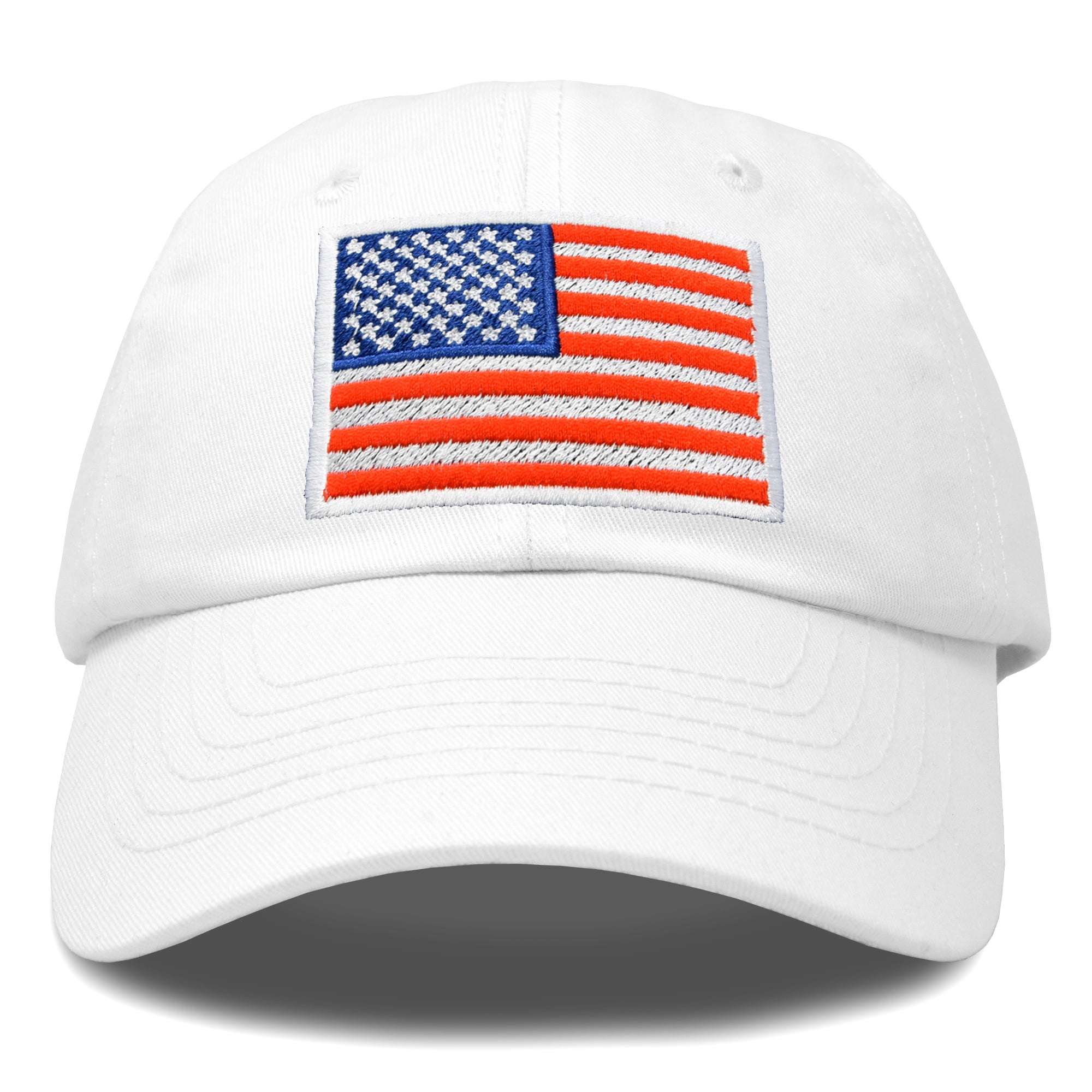DALIX American Flag Hat Premium USA Baseball Cap in White - Walmart.com