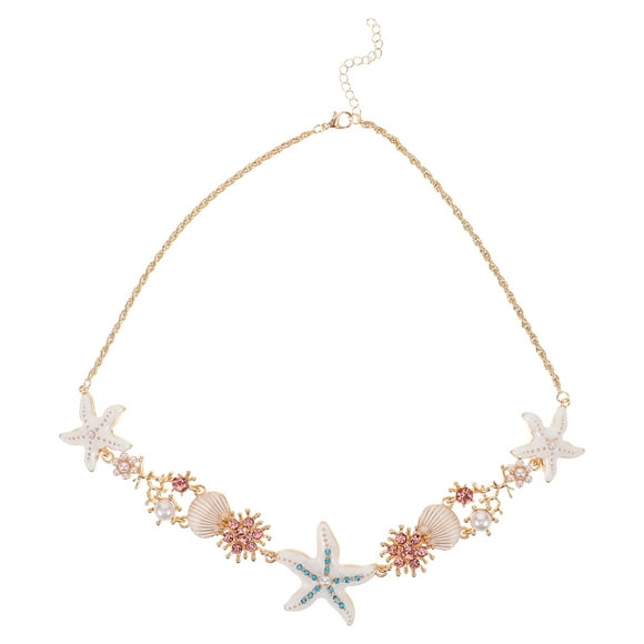 Beach Party Necklace Charm Women Sea Star And Seashell Shaped Jewelry Necklace Pendant Beach Metal Seashell Jewelry Bohemian Necklace For Women
