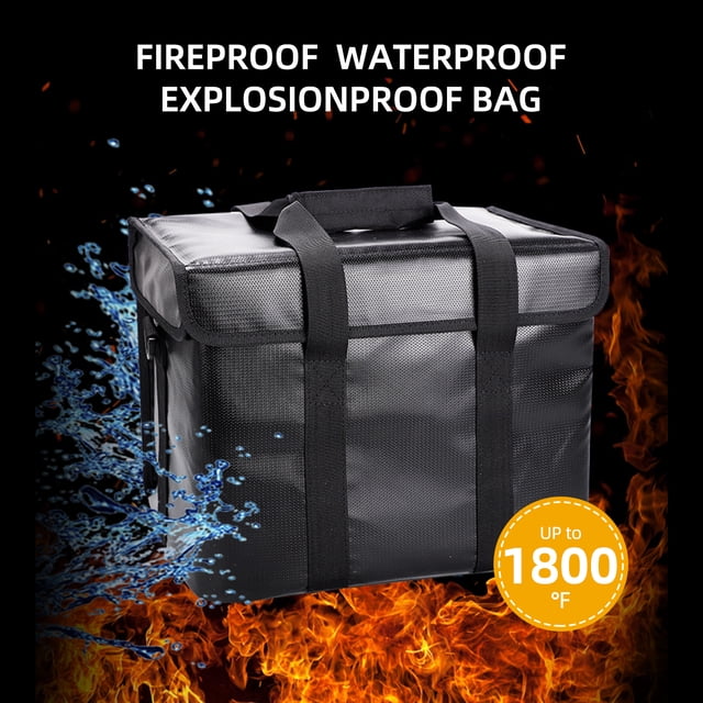 Document Fireproof Lipo Safe Bag Explosionproof Protective Battery Waterproof Bag with Zippers Handle Strap Portable Storage Guard Pouch for Battery Storage and Charging