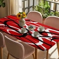 thumbnail image 3 of Red Geometric Table Cloths for 5 Foot Rectangle Tables, Modern Abstract Black White Striped Lines Patio Waterproof Elastic Fitted Tablecloths, Washable Rectangular Table Cover for Camping, 3 of 8