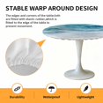 thumbnail image 6 of Teal Ocean Waves Elastic Fitted Round Table Cover Modern Abstract Art Waterproof Outdoor Tablecloth for Holiday Party, Picnic, Patio & Dining Fits Tables Up to 36"-44", 6 of 8