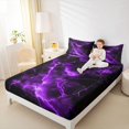 thumbnail image 3 of Homewish Purple Glowing Lightning Queen Sheets,Abstract Geometric Queen Sheet Sets,4-Piece,1 Flat Sheet, 1 Fitted Sheet and 2 Pillowcases, 3 of 6