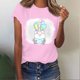 thumbnail image 2 of Camisetas de cuello redondo para mujer del día de Pascua, camisetas con estampado de conejo de Pascua, camisetas de manga corta, blusas Pompotops hkajfhjk462513, 2 of 7