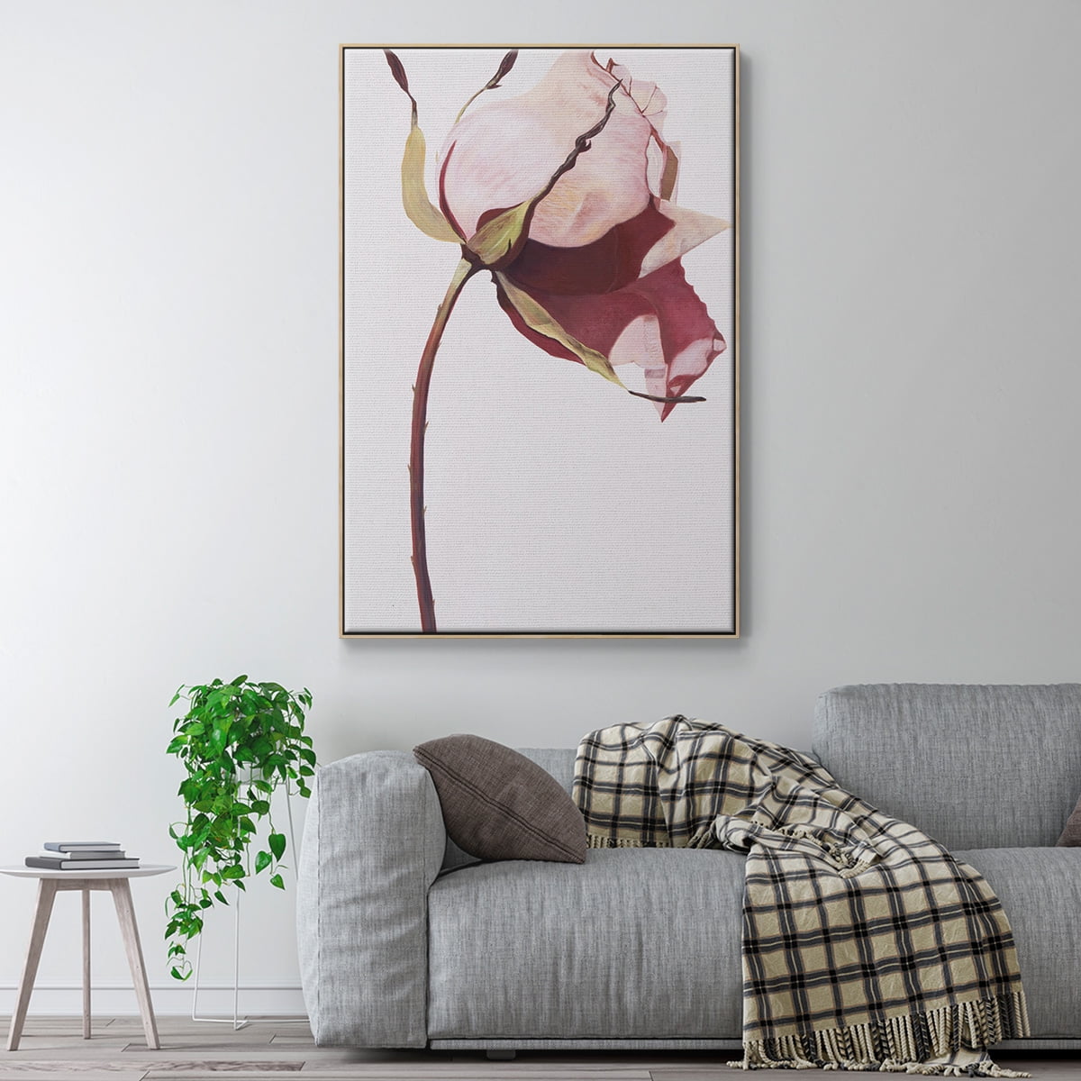 Love Is A Rose I Framed Premium Gallery Wrapped Canvas - Ready to Hang - 17 x 25 - Natural Wood Floating Frame