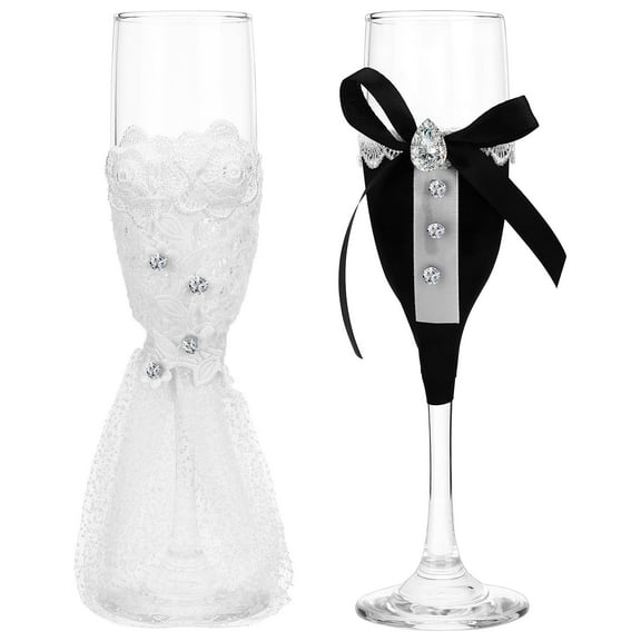 Masteelf Wedding Glasses for Couples Flutes Wine Set Bridegroom