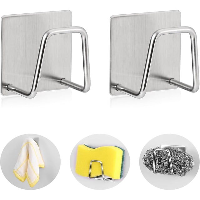 Porta-esponjas acero inoxidable 304 cepillado montaje pared drenaje eficiente porta-esponjas cocina organizador antióxido
