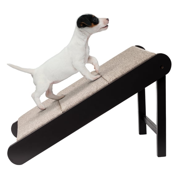 PETMAKER Foldable Wooden Pet Ramp for Bed, Couch, or Vehicle (Gray/Cream)