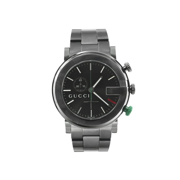 Pre-Owned Gucci G-Chrono PVD Coated Steel Black Sticks Dial Quartz Mens Watch YA101331