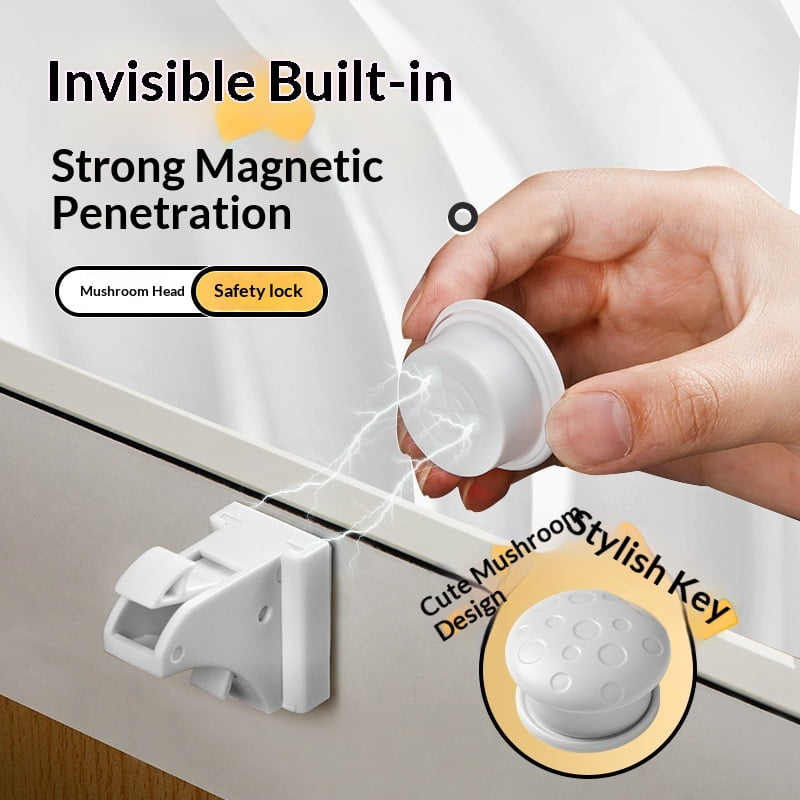 Adhesive Magnetic Cabinet Locks for Babies,Adhesive for Cabinets & Drawers for Protection (8 Locks and 2 Keys)