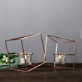 thumbnail image 4 of BalsaCircle 6" Rose Gold Jointed Geometric Stand Tealight Votive Glass Candle Holders Wedding, 4 of 6