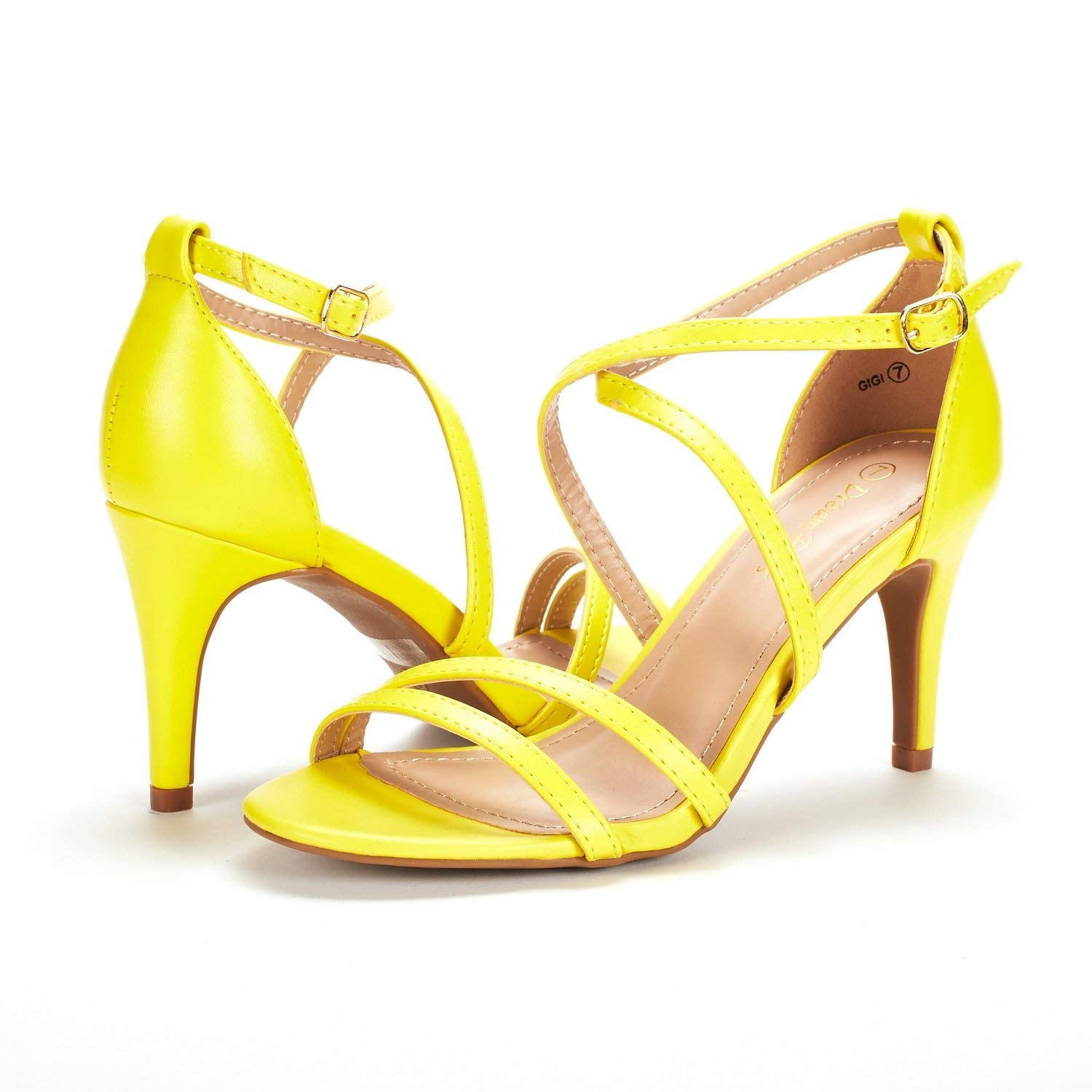 Sandals Yellow Pumps Inch Heel BURUDANI Women's Ankle Strap High