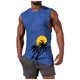 thumbnail image 2 of Camiseta sin mangas de cuello redondo para hombre, informal, a la moda, con estampado, deportiva, de poliéster, 2 of 5