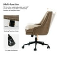 thumbnail image 2 of Vegan Leather Task Chair Swivel Home Office Chair Height Adjustable Mid-back Upholstered Nailhead Trim Bedroom Taupe, 2 of 7
