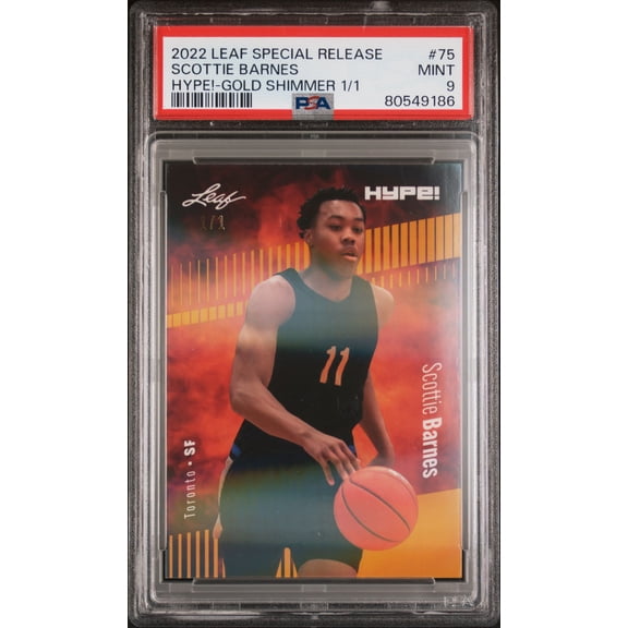 Scottie Barnes PSA 9 2022 Leaf Hype! #75 Gold Shimmer 1/1 Rookie Card Toronto Raptors