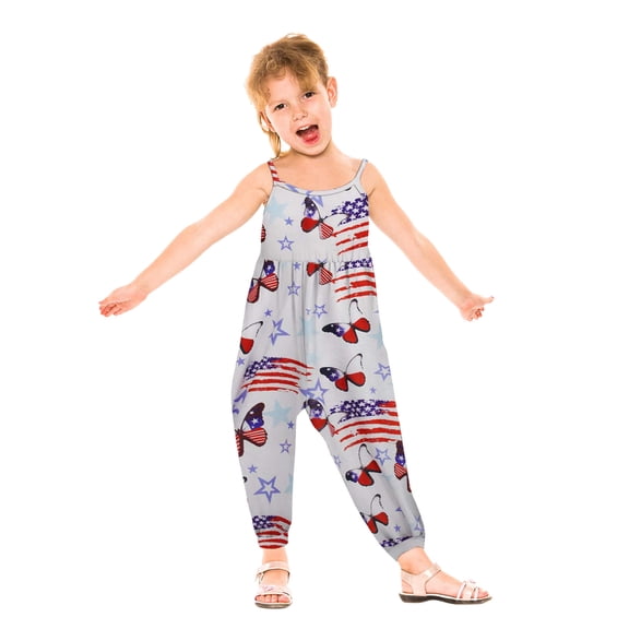 Vedolay Romper For Girl Toddler Little Girl Demin Off Shoulder Ruffle Pocket Romper Jumpsuit Clothes,White 4-5 Years