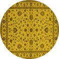 thumbnail image 1 of Ahgly Company Machine Washable Indoor Round Oriental Yellow Industrial Area Rugs, 5' Round, 1 of 4
