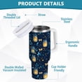 thumbnail image 2 of Yayeee 40oz Stainless Steel Tumbler with Straw and Handle Double-Wall Insulated Travel Water Bottle, Blue Fireflies Pattern, 2 of 8