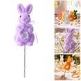 thumbnail image 2 of CoreLiving Easter Decorations Set, Flocked Bunny Rabbit & Egg Figurines with Floral Accents, 15.7 in Standing Bunny for Spring Table Centerpiece, Indoor Home Decor, 2 of 9