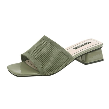 

Summer Sandals For Women 2023 Chunky Heel High Heel Bownot Shoes Green 37