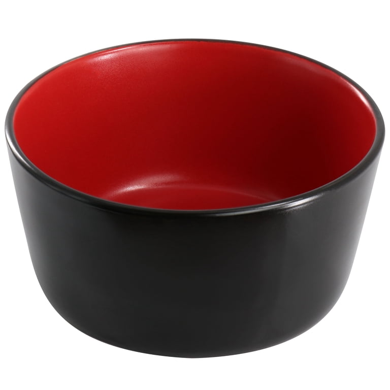 Elama 16 Piece Stoneware Dinnerware Set, Black & Red photo 5