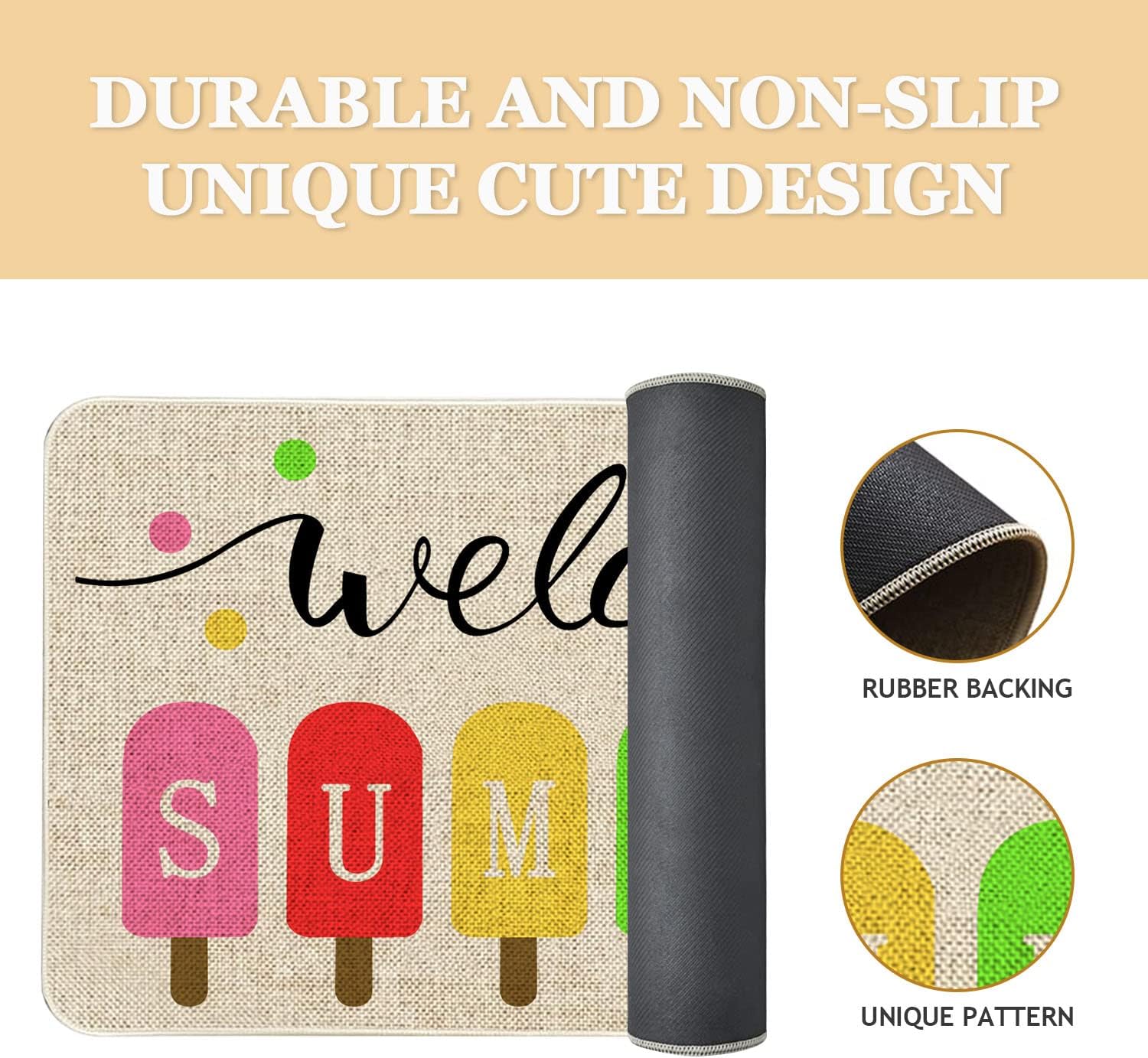 Summer Door Mat 30 X 17 Inch Welcome Summer Doormat Indoor Outdoor Entrance Floor Mat Non Slip Summer Decor Rubber Welcome Mats