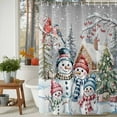 thumbnail image 3 of Shower Curtain 66"W x 72"L Christmas Snowman Winter Pine Trees Fabric Shower Curtains Set with Hooks Water Repellent Bathroom Curtains Machine Washable Bathroom Accessories, 3 of 9