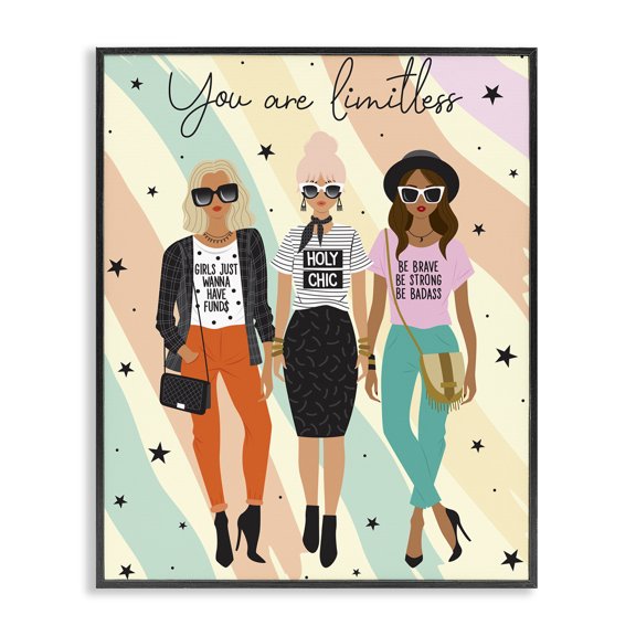 Stupell Industries Contemporary You Are Limitless Fashionistas Black Framed Giclee Art, 11 x 14, by Ilis Avilés