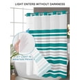 thumbnail image 4 of No Hook Cloth Fabric Shower Curtain with Snap in Liner, Teal Stripes Waterproof Shower Curtains Set with See Through Top Window, Modern Minimalist Horizontal Ombre Lines Bath Curtains Shower 72"x84", 4 of 6