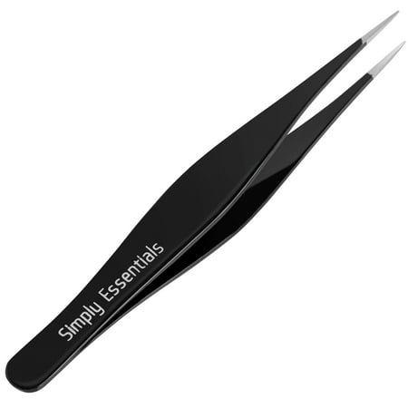 Tweezers For Ingrown Hair With Case Black Stainless Steel