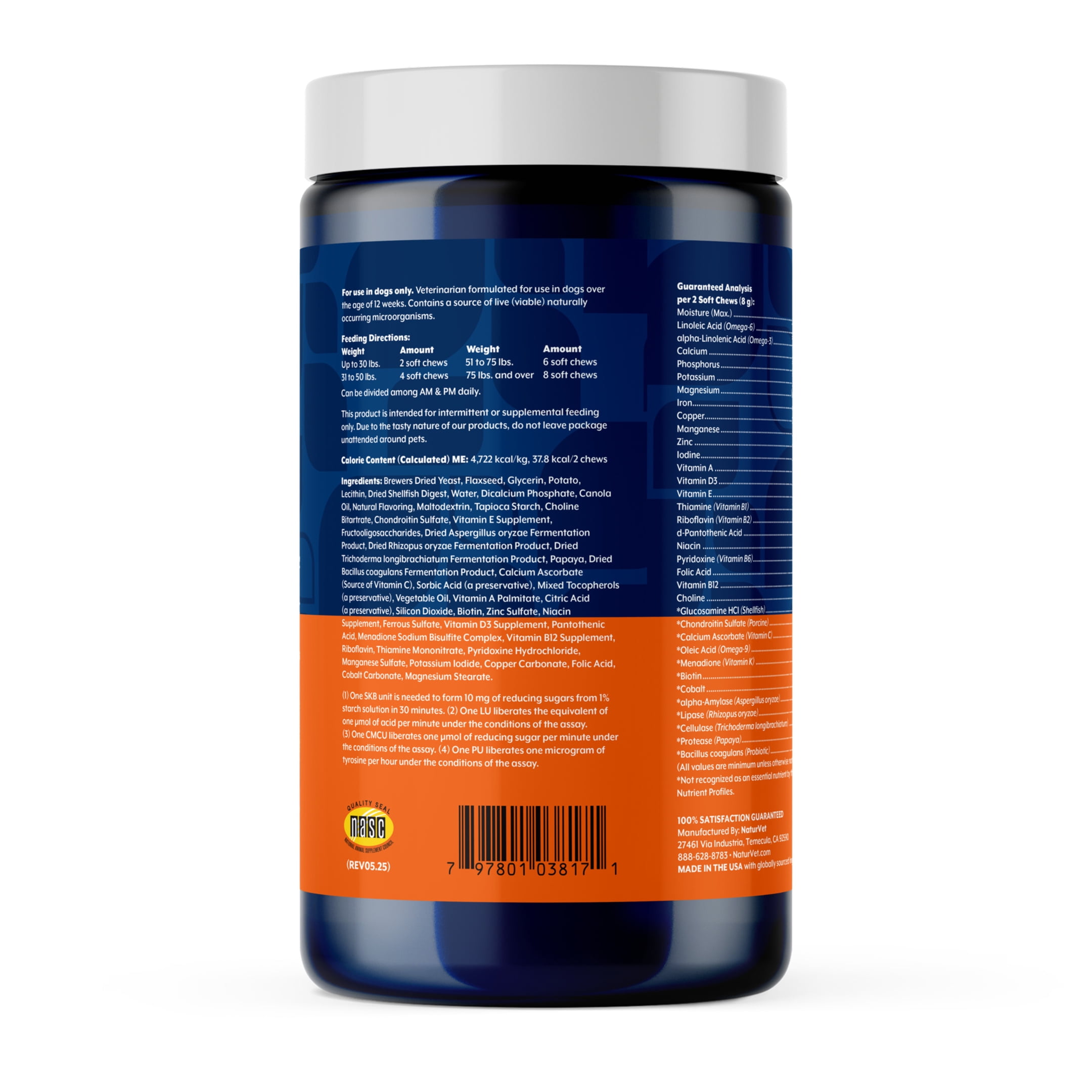 NaturVet Daily Multi-Vitamin All-In-One Supplements for Dogs, Bacon and Chicken Flavor, 120 Count