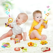 MOONTOY 12pcs Baby Rattles for Babies 0-6 Months Teething Toys 3-6 Months Newborn Infant Teethers Baby Toys 6-12 Months, Montessori Baby Easter Basket Stuffers Gifts 1 2 3 4 5 6 7 9 10 Month Boy Girl