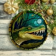 thumbnail image 4 of Artistic Wetlands Alligator Ceramic Ornament, Stained Glass Theme Nature Art of Swamp Animal, 4 of 6