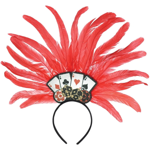 Amscan Casino Deluxe Feather Headband, Wearable Accessory