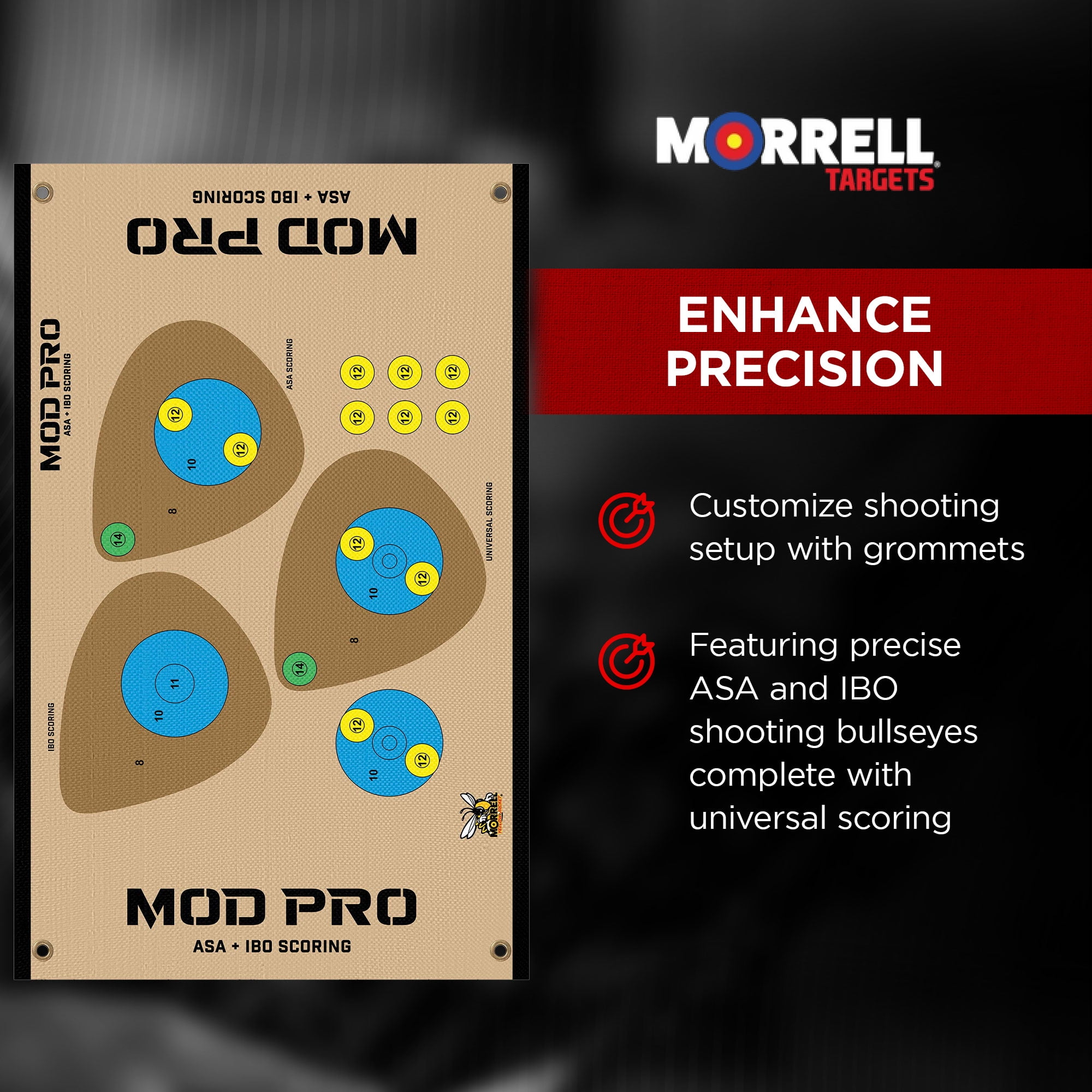 Morrell Yellow Jacket MOD Pro ASA and IBO Shooting Bullseyes, 3 Pack