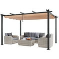thumbnail image 5 of KFFKFF 10'x13' Aluminum Patio Pergola with a Sliding Sun Shade, Ideal for Outdoor Gardens, Decks, and Backyards - Beige, 5 of 9