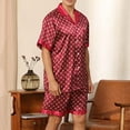 thumbnail image 6 of Edvintorg Men Pajama Sets Loungewear Solid Casual Button Closure Print Short-Sleeve Pajama Shorts Set with Pockets, 6 of 6