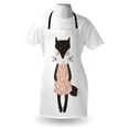 thumbnail image 3 of Cat Apron Cute Feline Girl in a Raindrop Shapes Pattern Dress Hand Drawn Nursery Themed Animal, Unisex Kitchen Bib Apron with Adjustable Neck for Cooking Baking Gardening, Multicolor, by Ambesonne, 3 of 3