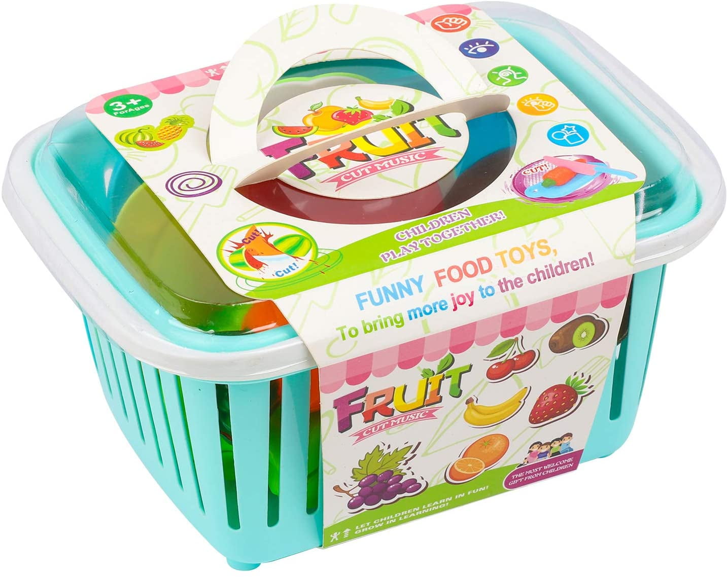 24 Piece Cutting Food Play Set for Kids Pretend Kitchen Toys Cutting