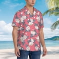 thumbnail image 3 of Pofeuu Rose Flowers Print Hawaiian Shirt for Men Sleeves Casual Button Down Summer Beach Dress Shirts T-Shirts,Medium, 3 of 7