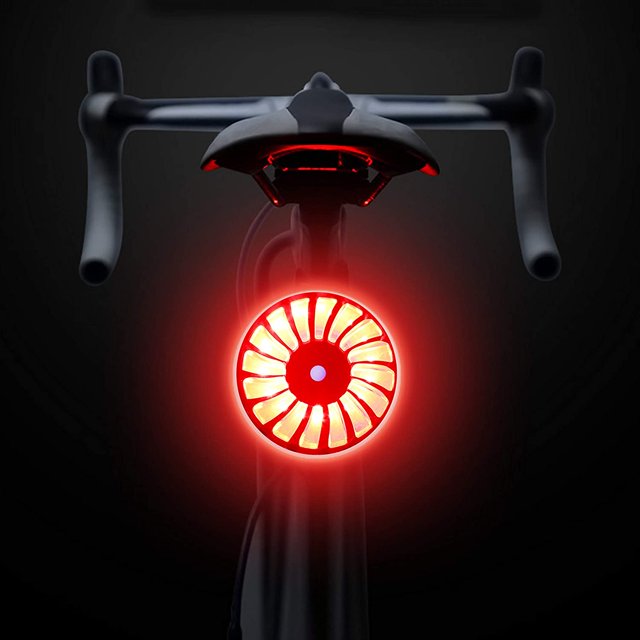 Luz trasera inteligente para bicicleta, sensor de freno, luz trasera recargable por USB, 5 modos de iluminación, potente luz LED para bicicleta, IPX65, resistente al agua, luz trasera para bicicleta,