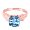 thumbnail image 5 of Mauli Jewels Rings for Women 2.25 Carat Cushion Cut Blue Topaz Ring 4-Prong 10K Rose Gold, 5 of 6