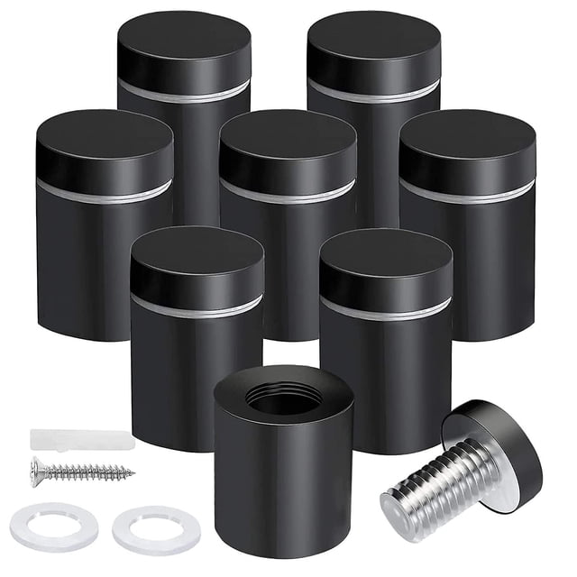 Separadores de vidrio y tornillos Yuxing 3/4 x 1 pulgada color negro