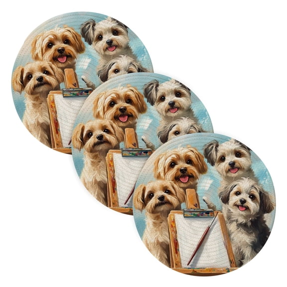 BZSMCE Mats for Pots,Pans Place Dogs Drawing Board Simple Style Pattern Pot Mats