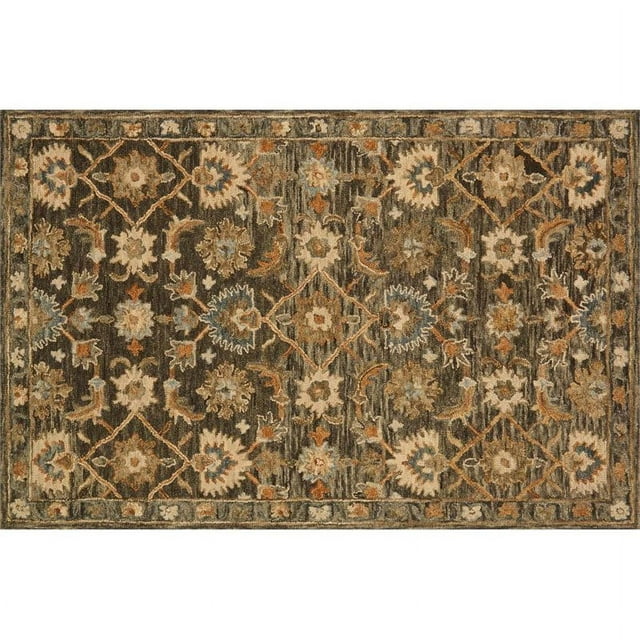 Loloi Victoria 2'3" x 3'9" Hand Hooked Wool Rug in Dark Taupe