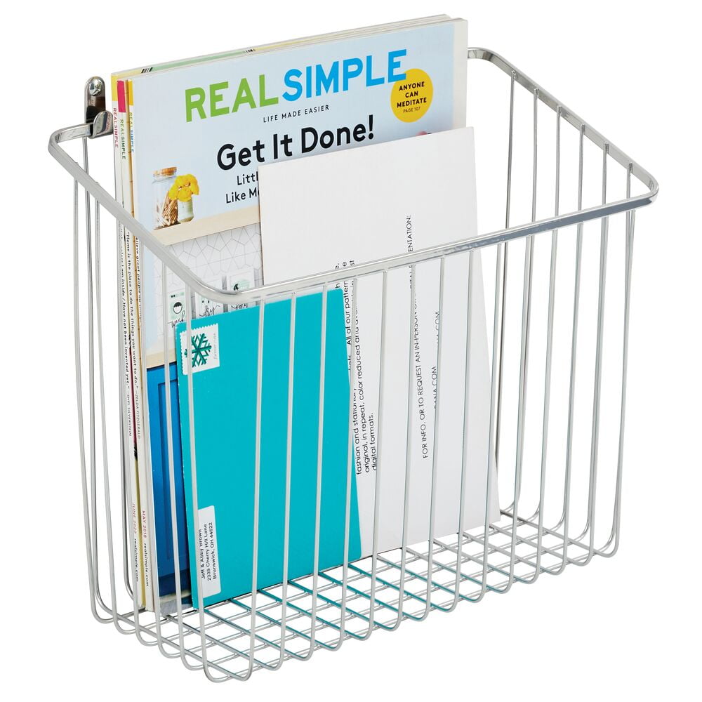 mDesign Metal Wire Wall Mounted Storage Organizer Basket Bin for